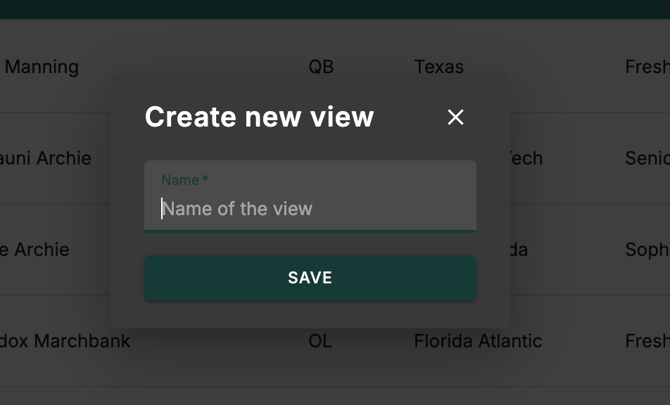 Create new view form